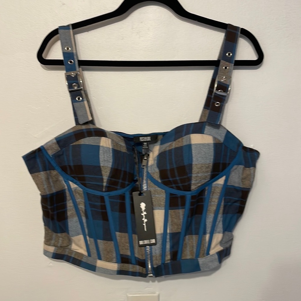 ✨Host Pick✨ Poster Girl Eff Academia Plaid Corset Top NWT